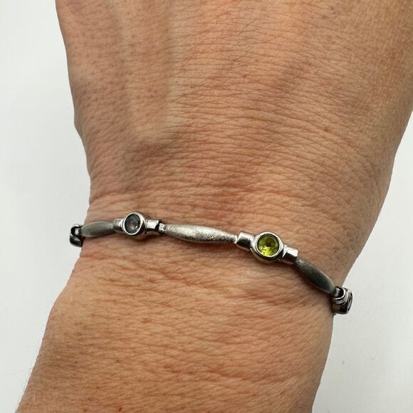 7" 14k white gold and multi-faceted gemstone bracelet! - Picture 13 of 14